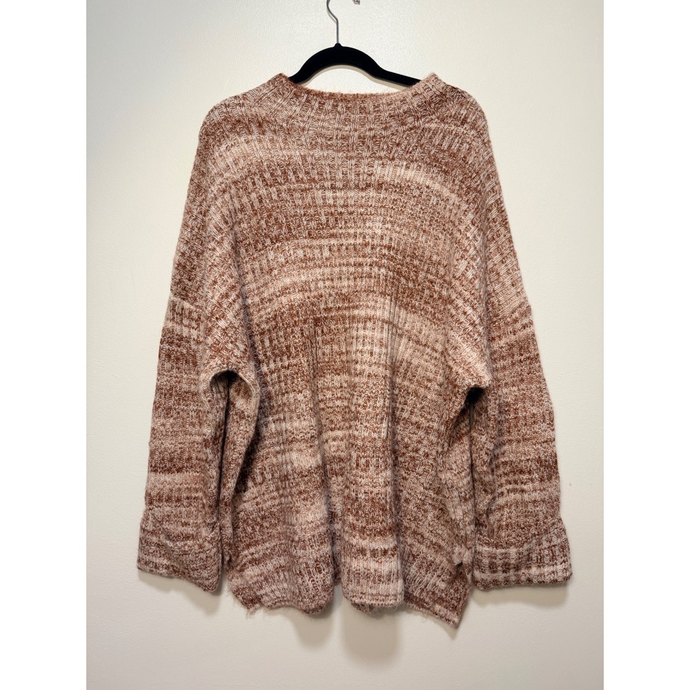 Old Navy Sweater XXL Rib Mockneck Red Heather Tunic Oversized Marled Knit